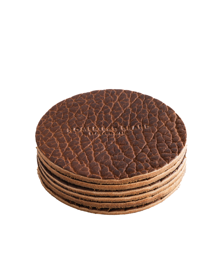 Bison Leather Coasters Brown Side