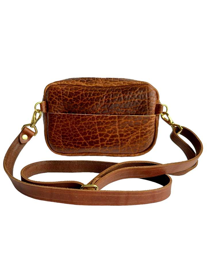 Bison Crossbody belt bag back white background brown #color_brown