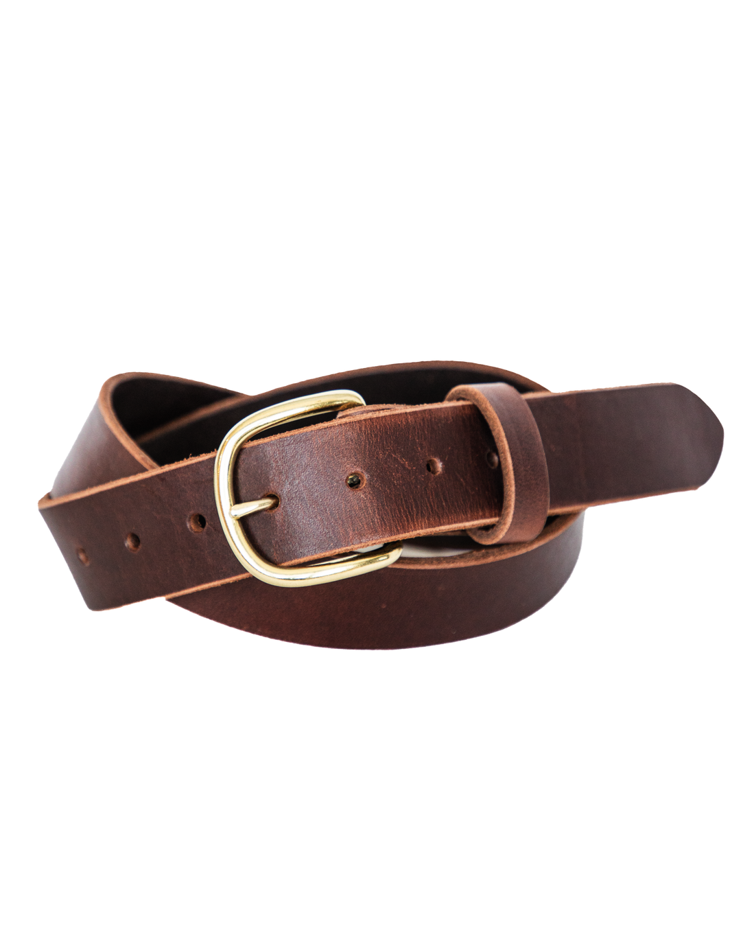 Essential belt brown Latigo white background coiled