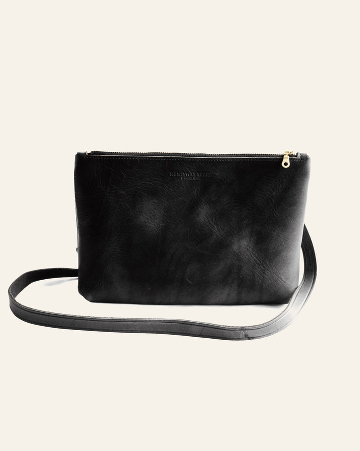 Black Crossbody Zipper Bag White Background Front. 1106 #color_black