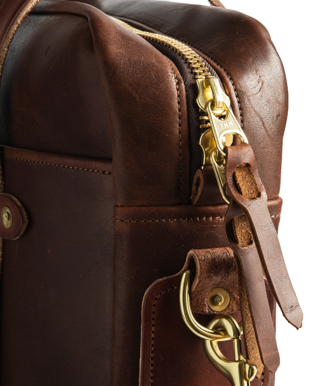 Briefcase Standard Brown Zipper Detail