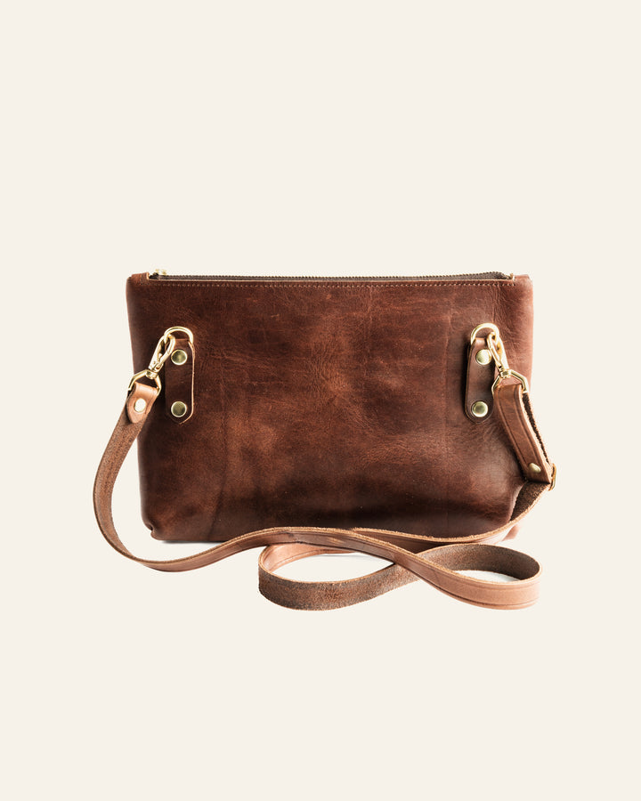 Brown Crossbody Zipper Bag White Background Back. 1106 #color_brown