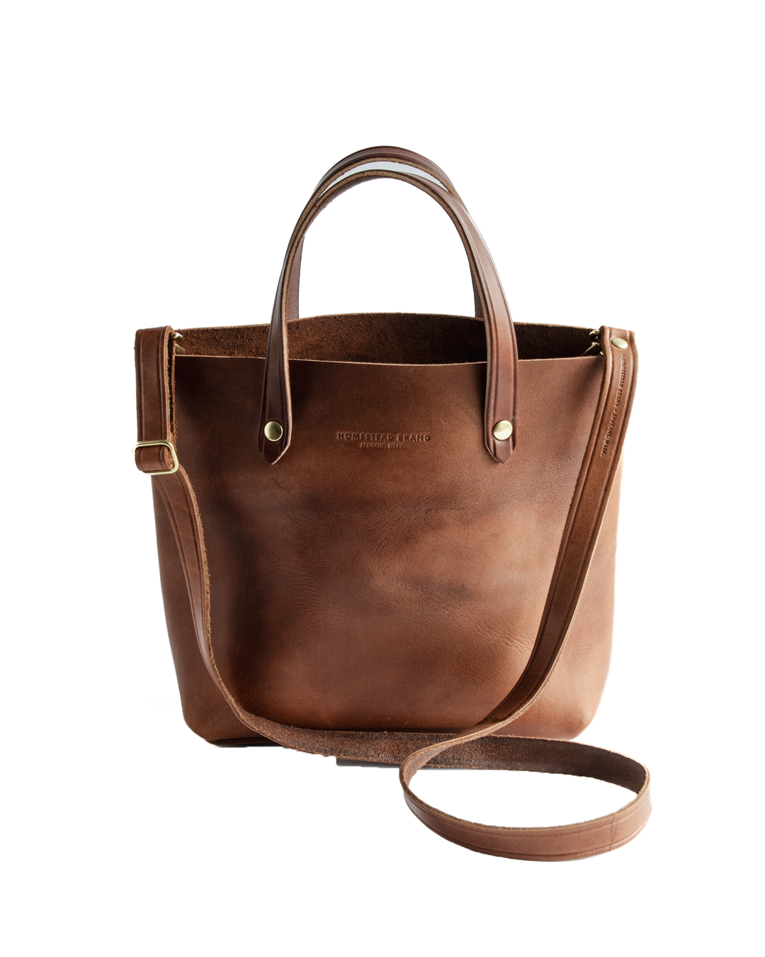 Brown MiniCrossbody Tote Back Long Strap White Background Back #color_brown