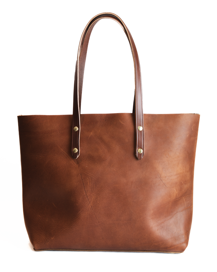 Classic Tote White Background Back #color_brown