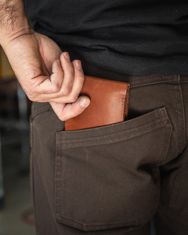 Essential Wallet Brown inserting to back pocket