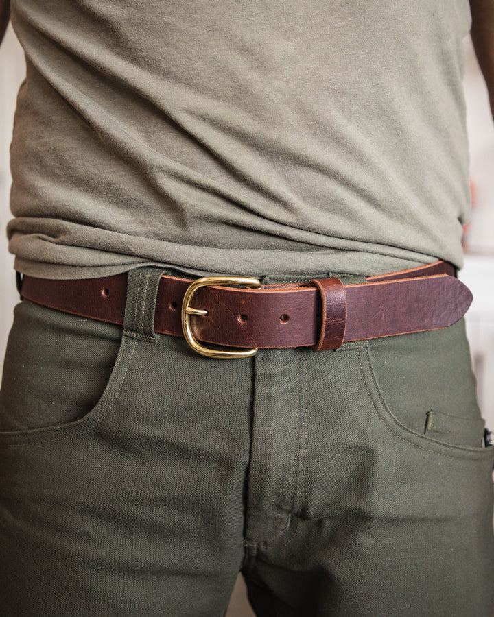Brown belt lifestyle green pants #color_brown