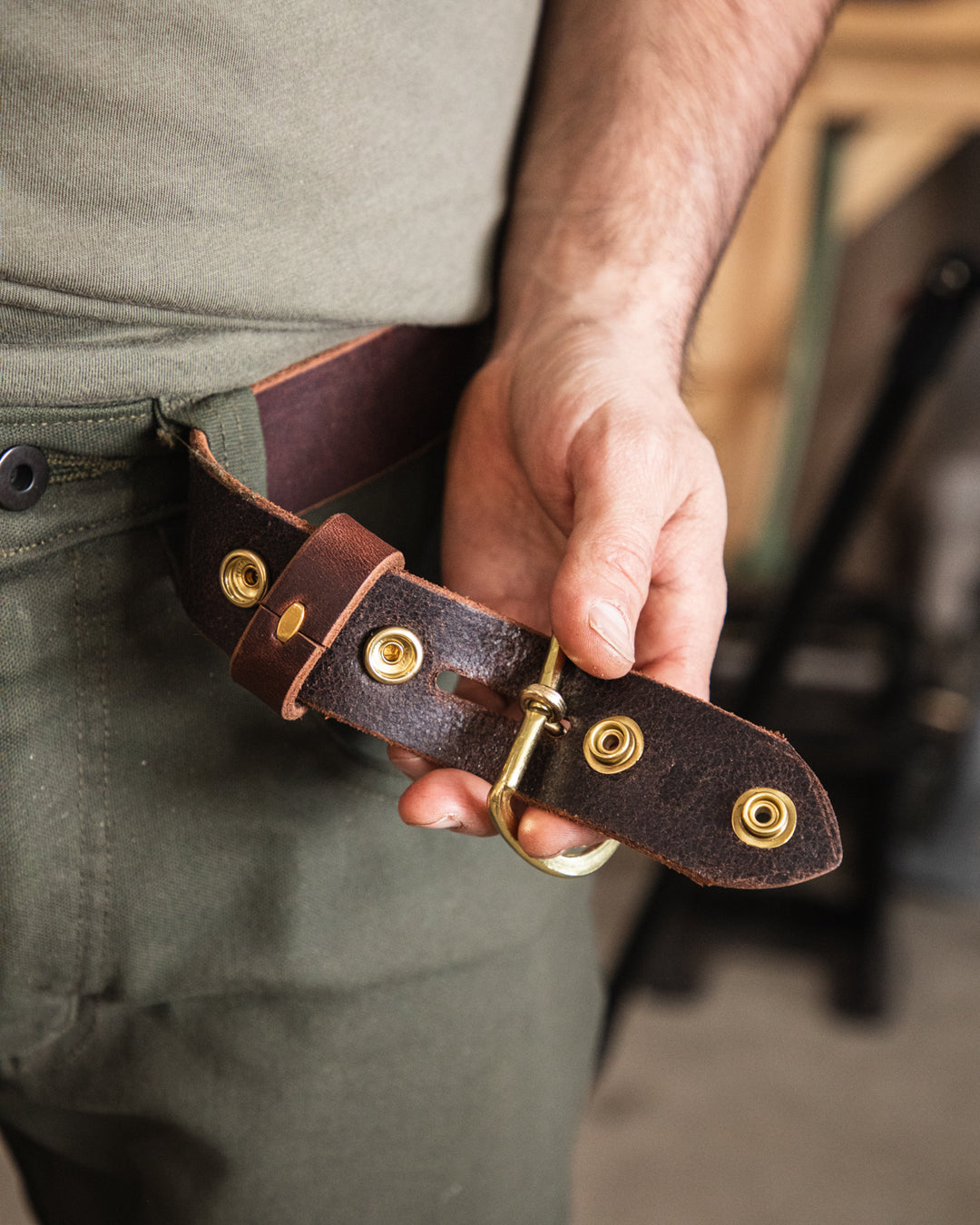 Brown Belt Snaps Open lifestyle #color_brown