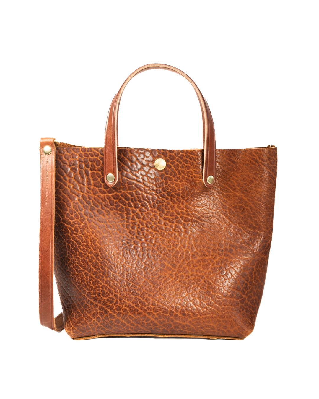 Mini Tote No. 1307 Brown Bison with Strap #color_brown
