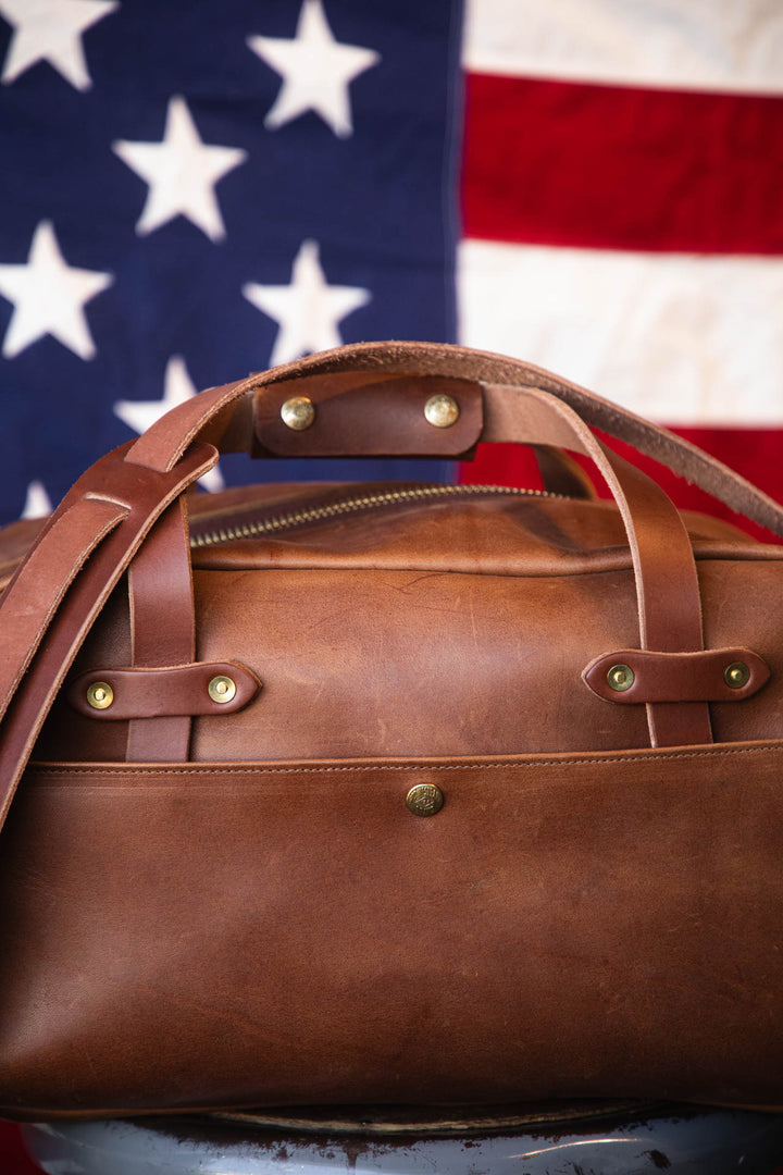 close up front view brown tote bag 