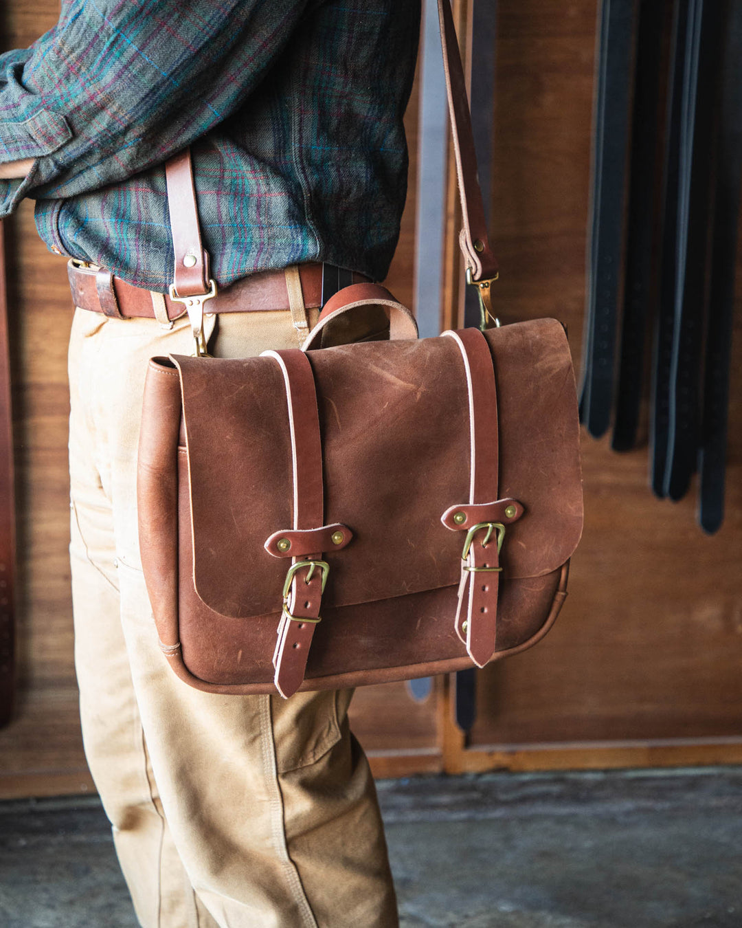 bag on male model 