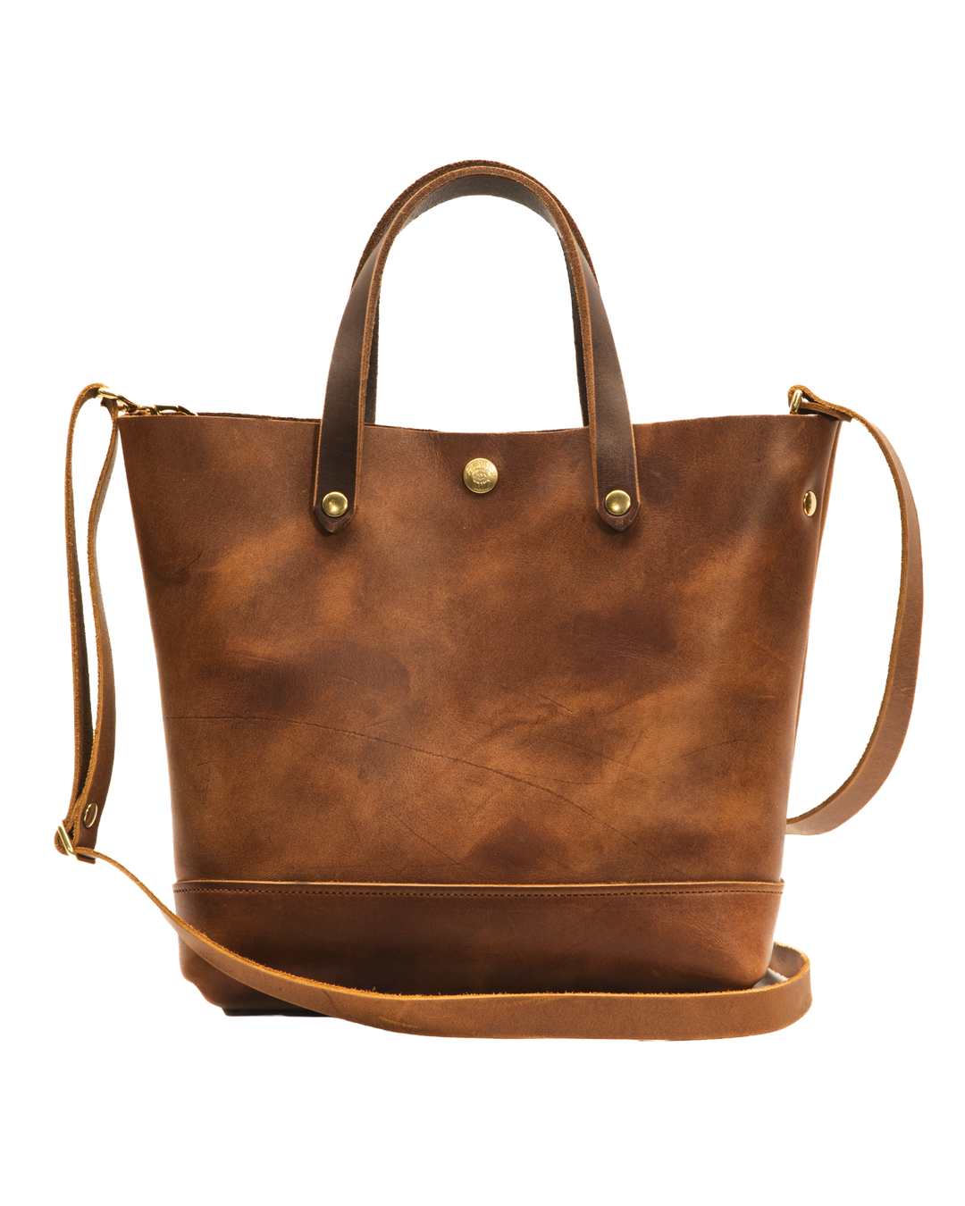 mini tote in brown with strap #color_brown