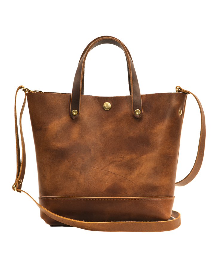 mini tote in brown with strap #color_brown