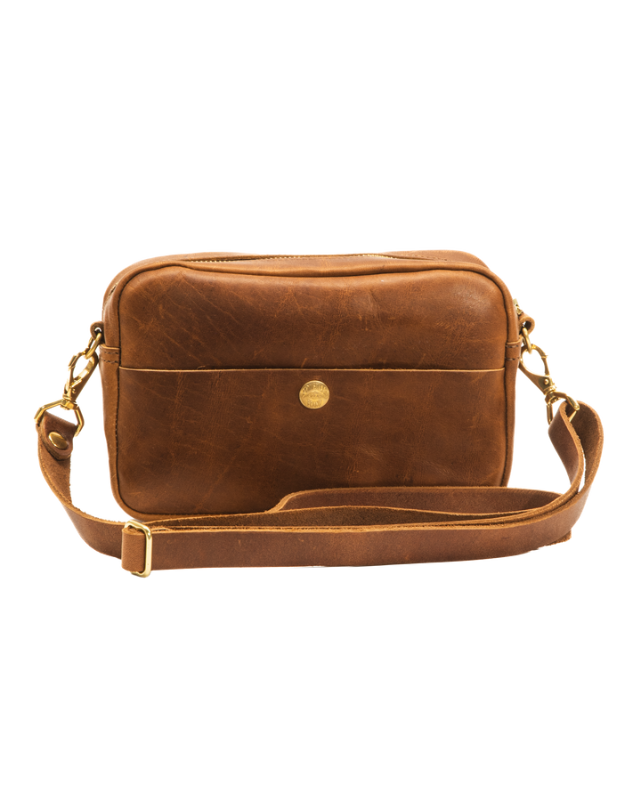 Brown leather crossbody bag on a white background second side #color_brown