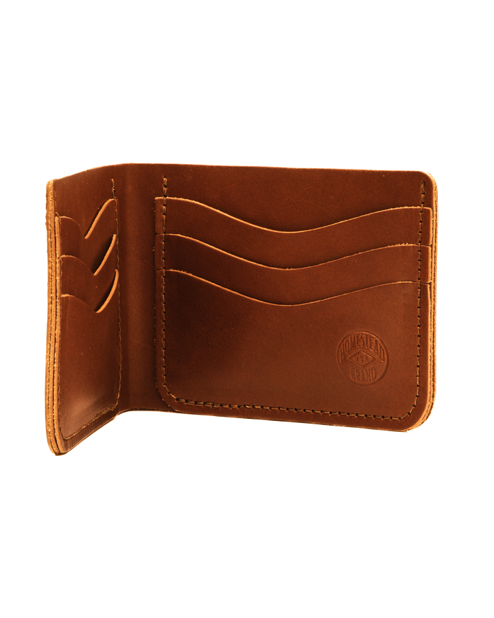 Brown leather wallet with card slots on a white background #color_brown