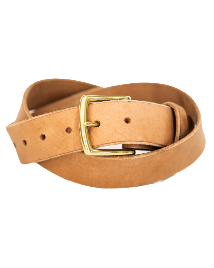 Russet horsehide belt white background