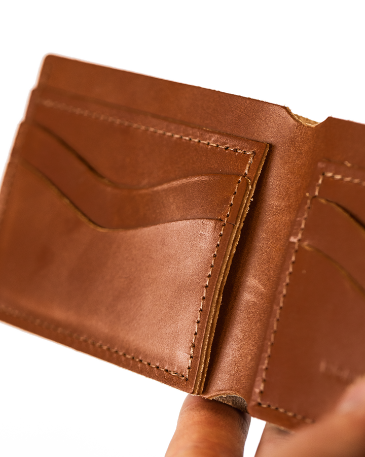 Leather Bifold Wallet Brown Left Side #color_brown