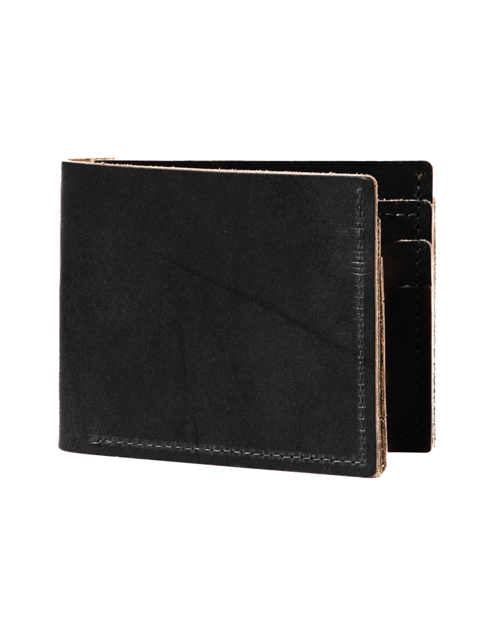 Leather Bifold Wallet Black Closed #color_black