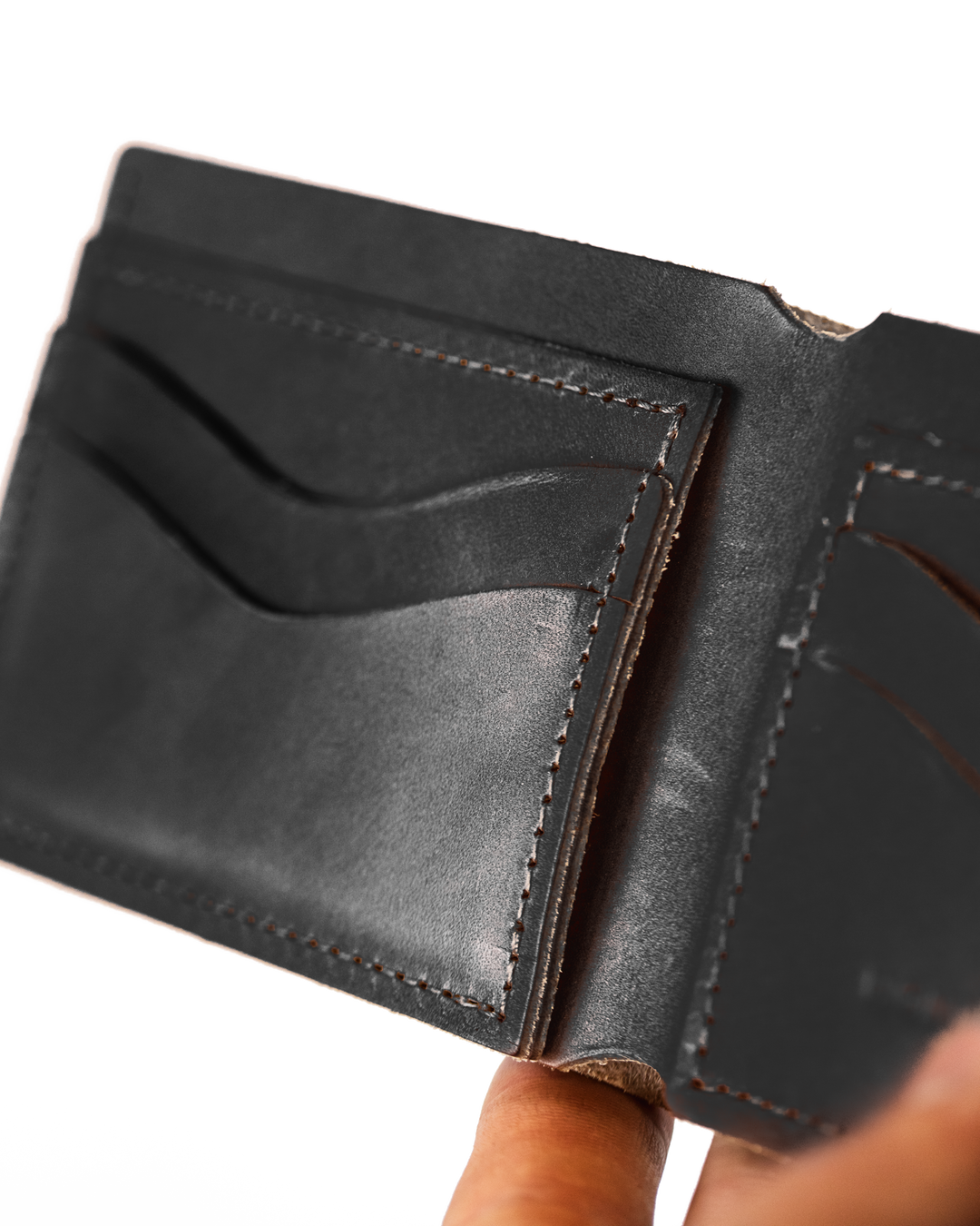 Leather Bifold Wallet Black Left Side #color_black