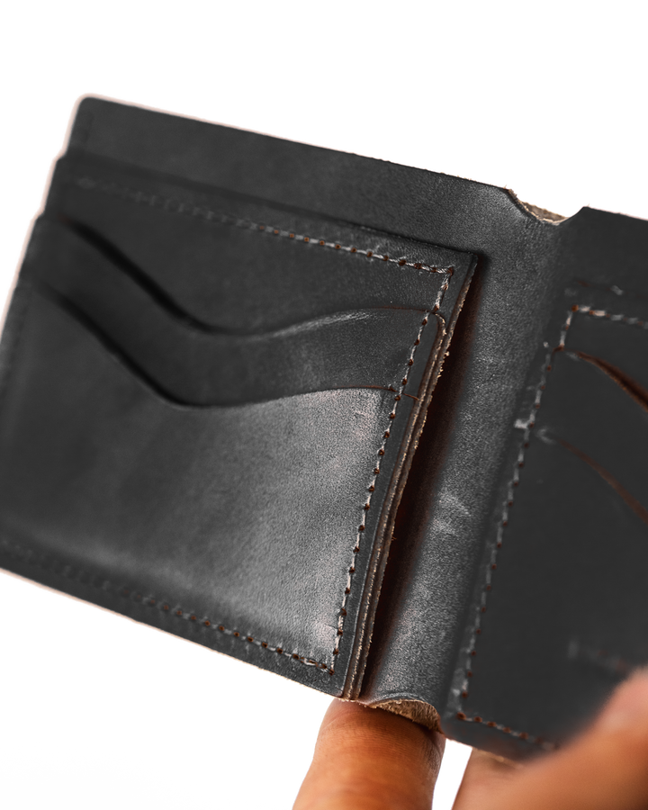 Leather Bifold Wallet Black Left Side #color_black