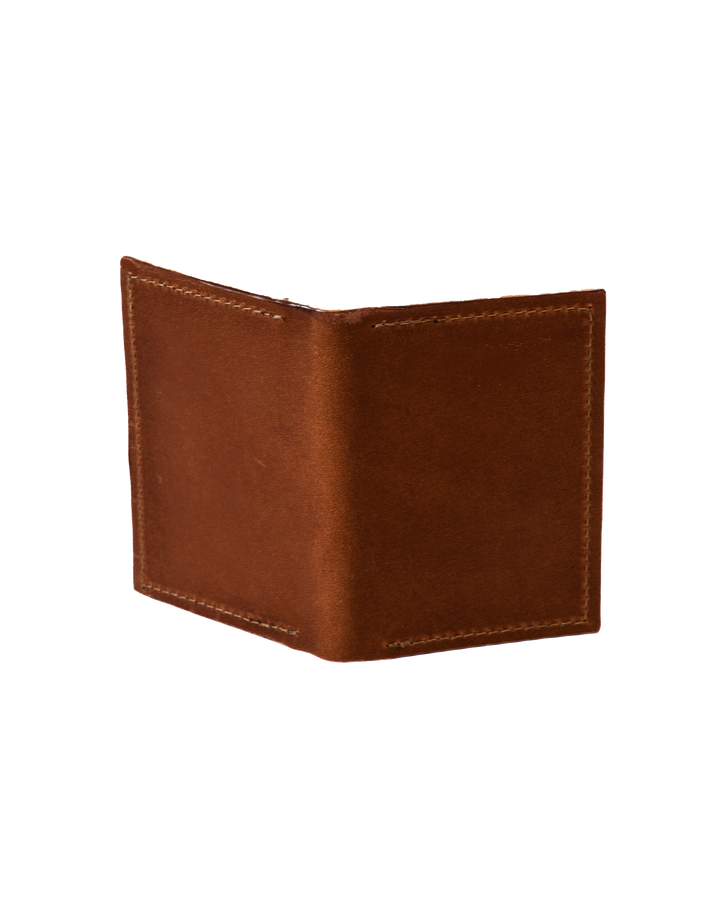 Brown Folding Pocket Wallet Outside Open #color_brown